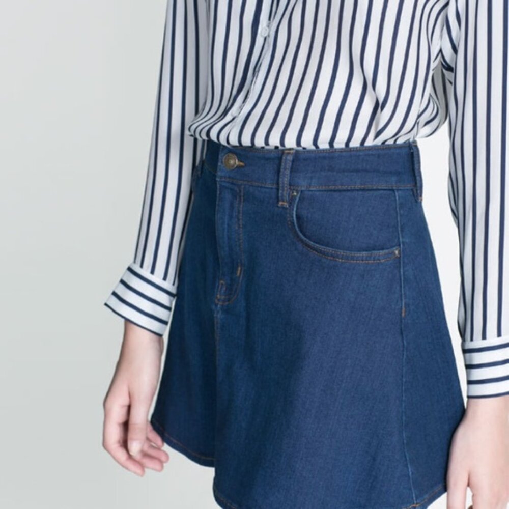 Zara Denim Skater Skirt Sz XS